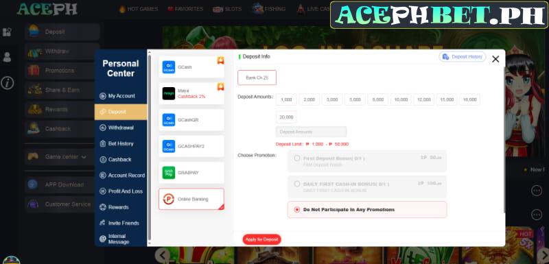 Detailed step by step deposit procedures